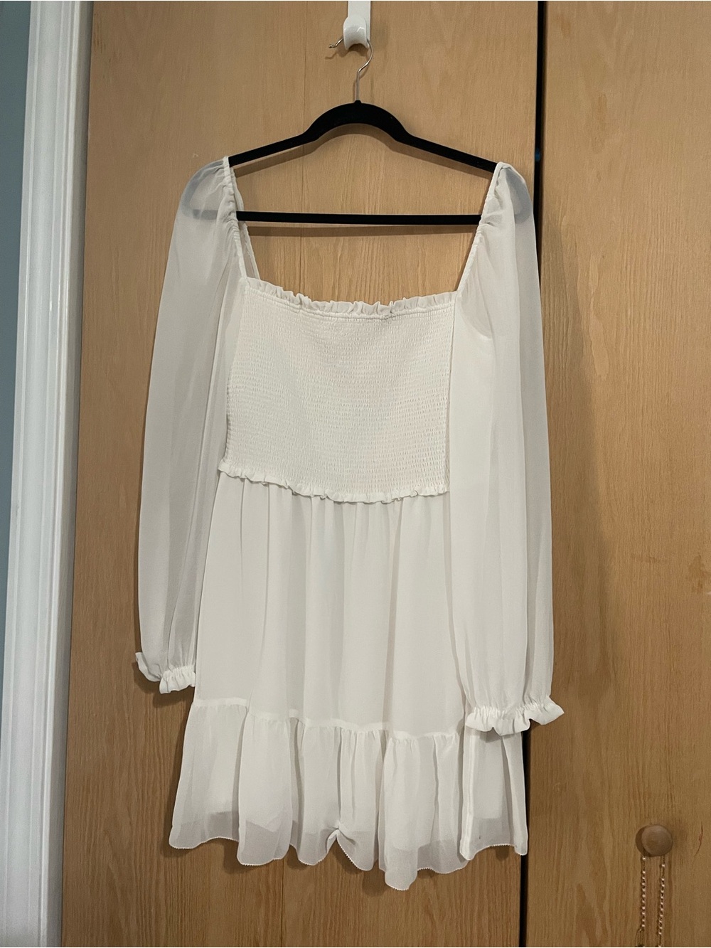 Wilfred White Smocked Square-Neck Mini Dress